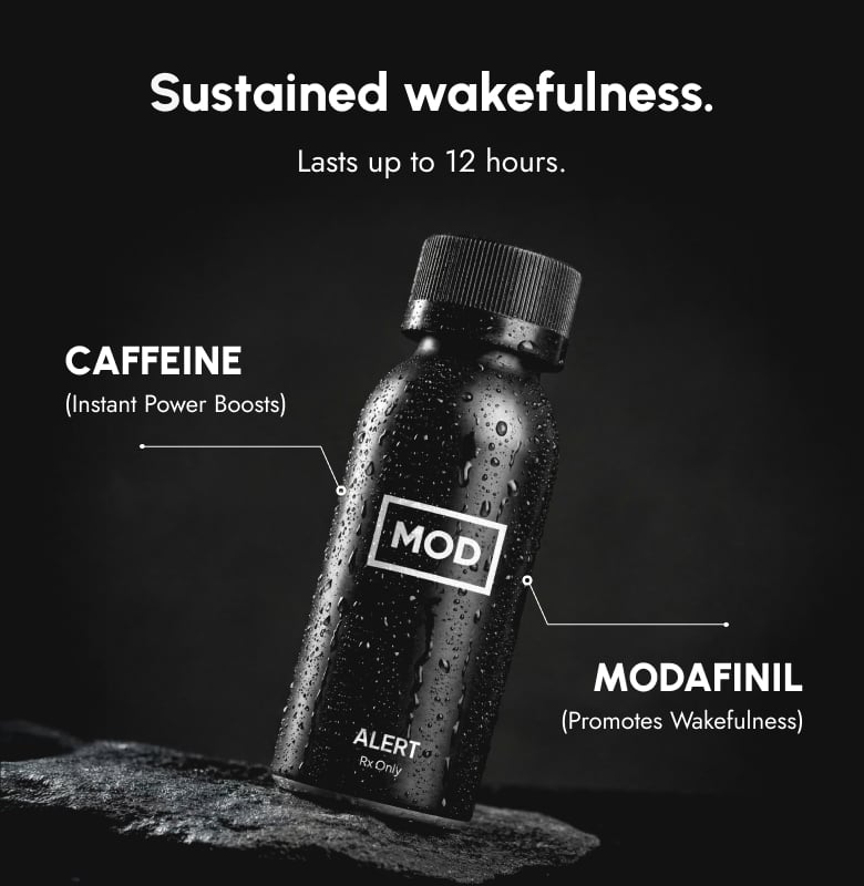 MOD ALERT combines modafinil and caffeine to deliver fast-acting and sustained prescription energy