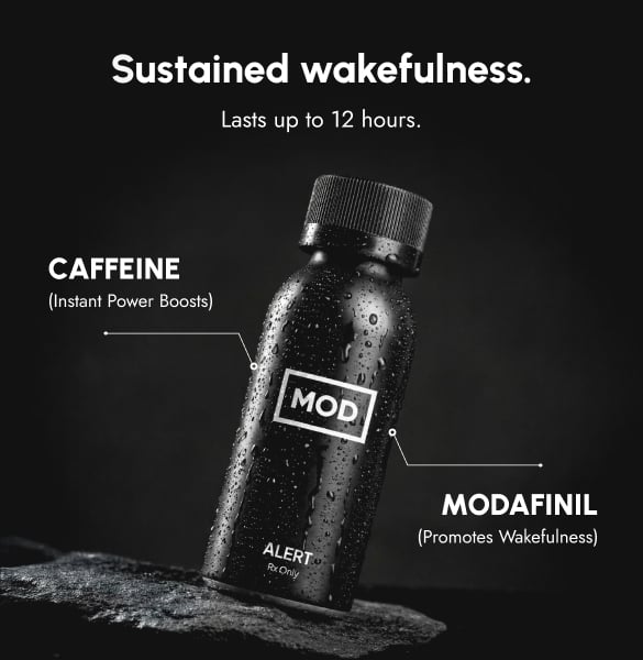 MOD ALERT combines modafinil and caffeine to deliver fast-acting and sustained prescription energy